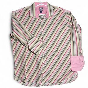 Raw Blue men's 4XL Bold striped button-up shirt 90s Y2k brand multicolor